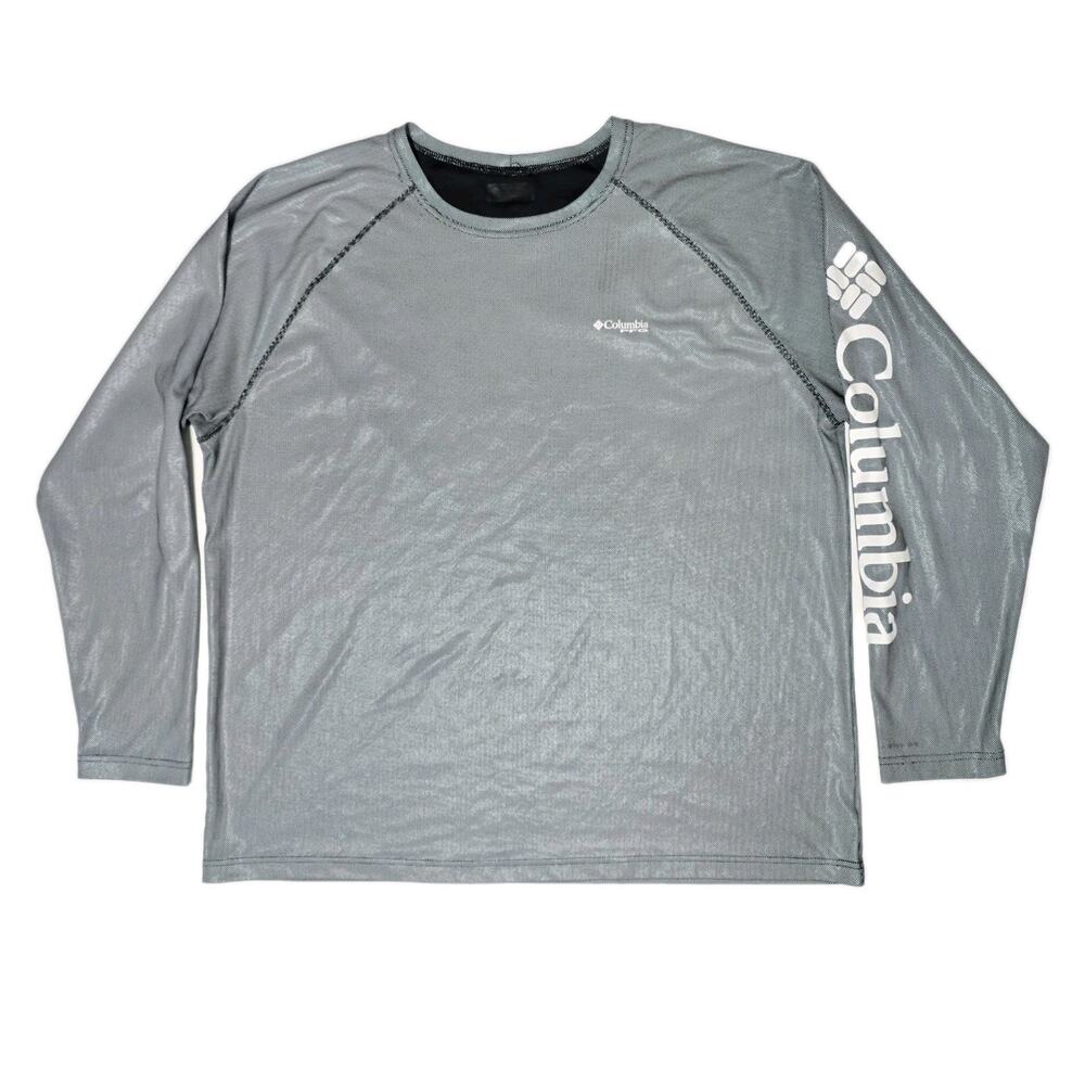 COLUMBIA PFG Men's Solar Shade Men's 3XL Metallic Silver Long Sleeve Shirt‎ Fish